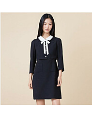 [케네스레이디] 배색 카라 리본 탑 원피스 EGOPOD9600