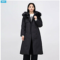 [케네스레이디] 후드 퍼 더블버튼 롱 다운 ECDHOK7000