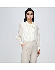  KENNETH LADY   시스루 쉬폰 리본 타이 블라우스 EVBLPA9600