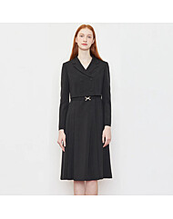 [케네스레이디] 멜란지 더블버튼 플리티드 원피스 EGOPOB9900