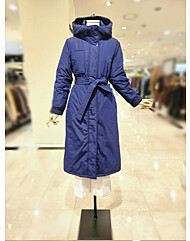 [발렌시아]하이넥 후드 벨트 구스 롱패딩 24AME18