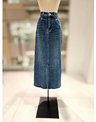 [발렌시아]앞 슬릿 롱 데님 스커트 247GS11