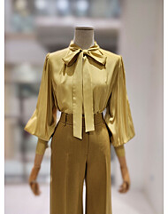 [발렌시아]소매 셔링 타이 블라우스 24AGB23