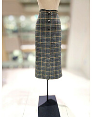 [발렌시아]체크 앞슬릿 롱 스커트 24BMS28