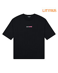 [리트머스] 공용 네온 빅 워딩 오버핏 티셔츠 블랙_LK7TU440076
