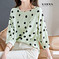 KARRA (77까지)그린도트7부슬리브블라우스_KB3MBL055C