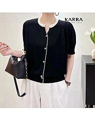 KARRA 브리반팔버튼포인트니트_A4M0317