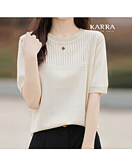KARRA 켈리펀칭반팔니트_A4M0433