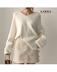 KARRA (77까지)여리브이넥골지와이트니트_A4F0005