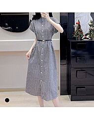 KARRA (77까지)헨리넥블록셔츠원피스+벨트SET_A5M0089