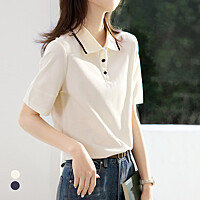 KARRA 브림라인카라버튼티셔츠_A5M0748