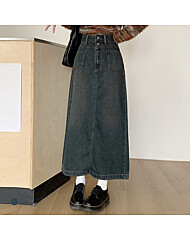 KARRA (88까지)그레이시투버튼데님스커트_A5W0212