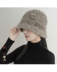 KARRA 하이퀄리티밍크버킷햇+브로치SET_A5W0470