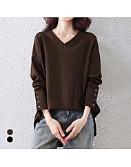 화세 버튼커프스브이넥티셔츠_HB5FTS008C