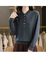 화세 프릴넥드롭리본버튼니트_HB5WKN064C