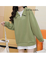 ATMARK (77까지)레이어드오픈카라스웨트셔츠_AA49TS009G