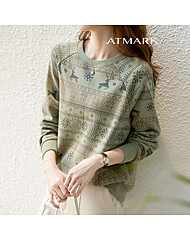 ATMARK 래글런닷디테일디어맨투맨_AA49TS014G