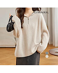 ATMARK 후디하프집업루즈니트_AA49KN089G
