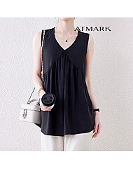 ATMARK 브이넥플레어슬리브리스티셔츠_AA53TS031G