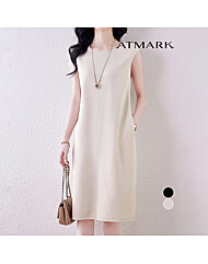 ATMARK (77까지)솔리드일자핏슬리브리스원피스_AA53OP031G