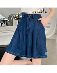 ATMARK 투버튼플리츠뒷밴딩숏팬츠_AA53PT023G