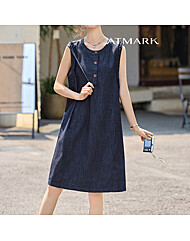 ATMARK 스트레이트프릴데님원피스_AA53OP070G