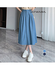 ATMARK 뒷밴딩핀턱데님A라인스커트_AA56SK006G