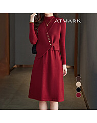 ATMARK 골지하프넥미디원피스+베스트SET_AA59SE006G