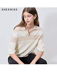 [쉬즈미스(SHESMISS)] 지적인 경괘함 스트라이프 블록 니트 탑 (택가격: 178000원)