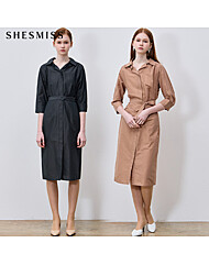 [쉬즈미스(SHESMISS)] 고급스러운 벨티드 턱 셔츠 원피스 (택가격: 338000원)