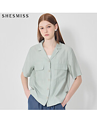 [쉬즈미스(SHESMISS)] 지적인 브이넥 오픈카라 반팔 셔츠 (택가격: 178000원)