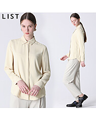 [리스트(LIST)] 솔리드 히든 버튼 셔츠 (택가격:98000원)