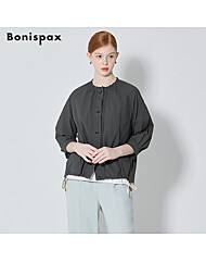 [보니스팍스(Bonispax)] 넥셔링 단추 여밈 숏 점퍼 (택가격: 159000원)