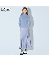 [르샵(LeShop)] 폴라 니트배색 새틴 트임 원피스 (택가격: 179000원)