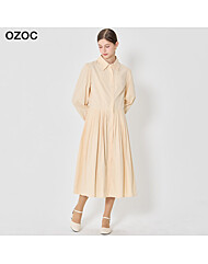 [오조크(OZOC)] 메리 플리츠 셔츠 원피스 (택가격: 162000원)