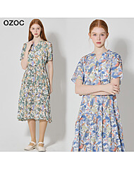 [오조크(OZOC)] 아트패턴 셔링 원피스 (택가격: 99000원)