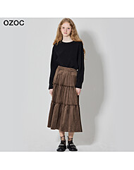 [오조크(OZOC)] 벨벳 셔링 밴딩 스커트 (택가격: 74000원)