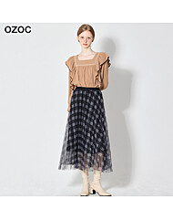 [오조크(OZOC)] 체크 샤 스커트 (택가격: 57000원)