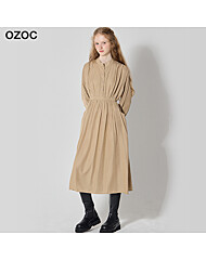 [오조크(OZOC)] 헨리넥 롱 원피스 (택가격: 113000원)