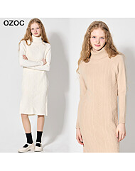 [오조크(OZOC)] 자가드 터틀넥 원피스 (택가격: 79000원)