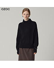 [오조크(OZOC)] 울 캐시미어 펄버튼 하프넥 니트 (택가격: 56000원)