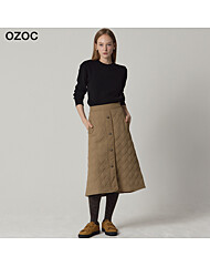 [오조크(OZOC)] 프론트 버튼 패딩 A라인 스커트 (택가격: 112000원)