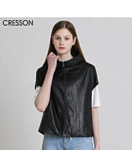 [크레송(CRESSON)] 프리미엄 에디션 인조가죽 후드 베스트 (택가격: 158000원)