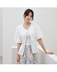 벌룬소매 브이넥 스트링 점퍼_M2507JP003B