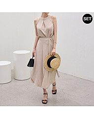 홀터넥 블라우스+스커트 2종 세트_M2507SE046B