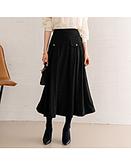 투포켓 스웨이드 플레어 스커트_M2509SK074C