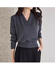 숄카라 겹브이넥 랩 니트_M2510KN646C