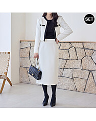 [55-77]배색라인 라운드 오픈자켓+스커트 셋업_M2511SE068D