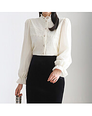 기모 프릴넥 단추 블라우스_M2410BL216D