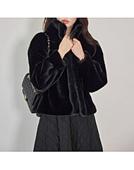 하이넥 볼륨소매 퍼코트_M2512FU001D